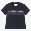 BOSS KIDS T-shirt dziecięcy dla chłopca z krótkim rękawem granatowy