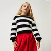 TWINSET Sweter dziewczęcy w biało-czarne pasy