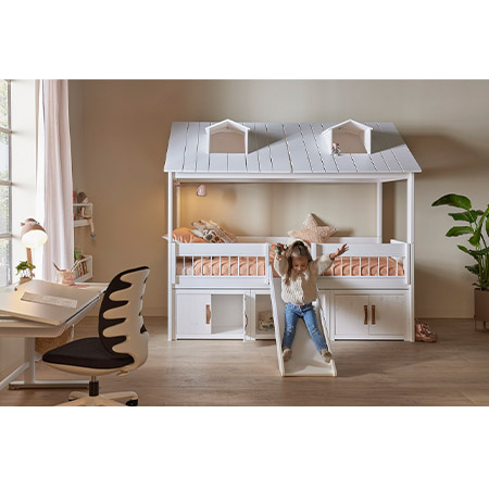 LIFETIME Kidsrooms Kid's Cabin bed Beach House with cabinets and slide90x200 cm, white