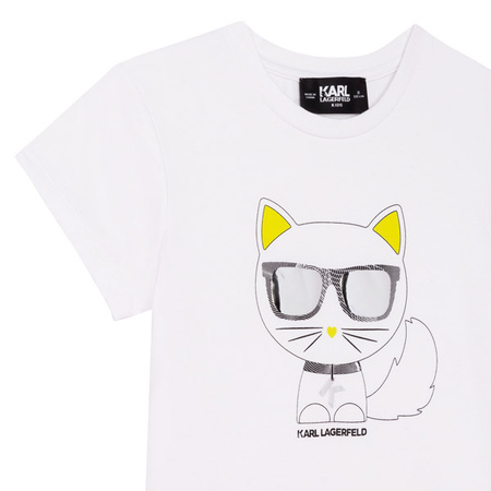 KARL LAGERFELD KIDS T-shirt dziewczęcy z krótkim rękawem biały z nadrukiem