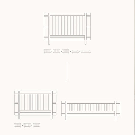 OLIVER FURNITURE Zestaw do rozbudowy Dodatkowe części do łóżeczka dziecięcego Mini+, w tym zestaw Junior, white/oak