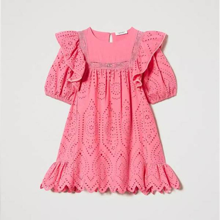 TWINSET Girls short muslin dress with broderie
