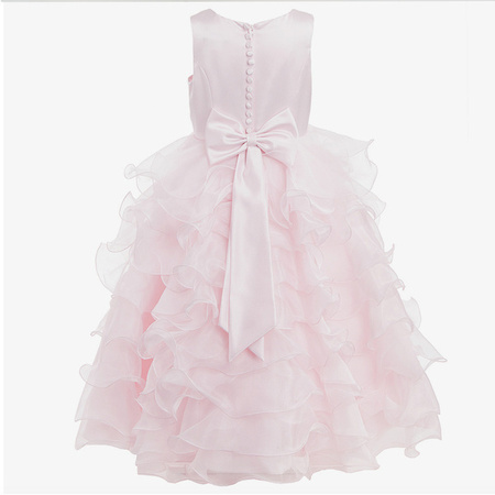 SARAH LOUISE Sukienka dla dziewczynki długa z falbanami różowa