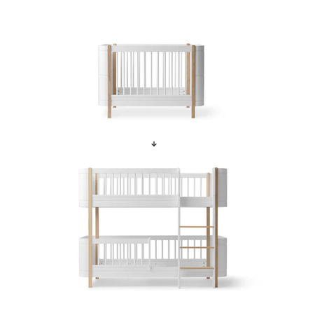  OLIVER FURNITURE Комплект для переобладнання деревини: МІНІ-ЛІЖКО ДЛЯ РОЗВАГИ на НИЗЬКЕ ДВОРЯХ'ЯСУВЕРНЕ ЛІЖКО MINI+, БІЛИЙ/ДУБ