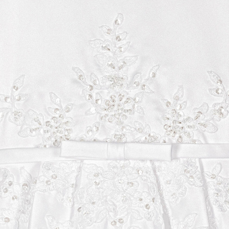 SARAH LOUISE Sukienka komunijna dla dziewczynki z satyny z krótkim rękawem biała