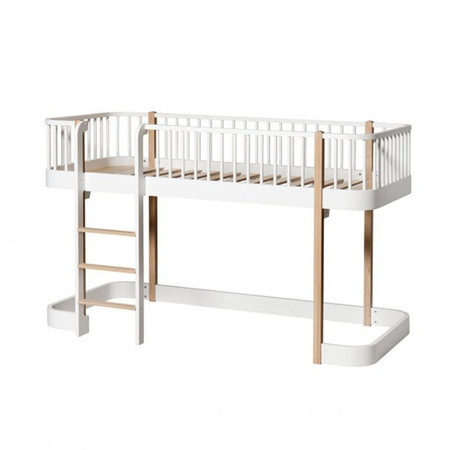 OLIVER FURNITURE Оригінальне низьке ліжко-горище Wood Original, 90x200 см, білий/дубовий колір