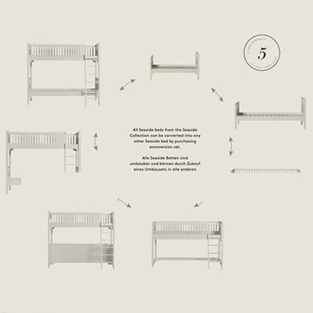  OLIVER FURNITURE Łóżko dziecięce piętrowe Seaside Classic z drabinką montowaną pionowo 90x200 cm