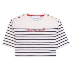 TRUSSARDI T-shirt dziecięcy dla dziewczynki w niebieskie paski 