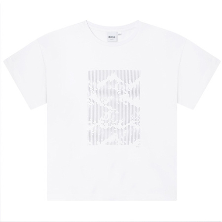 BOSS KIDS T-shirt chłopięcy z krótkim rękawem biały