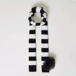 TWINSET Girls black and white striped scarf with brooch