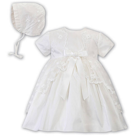 SARAH LOUISE Baby girls ceremony dress with bonnet