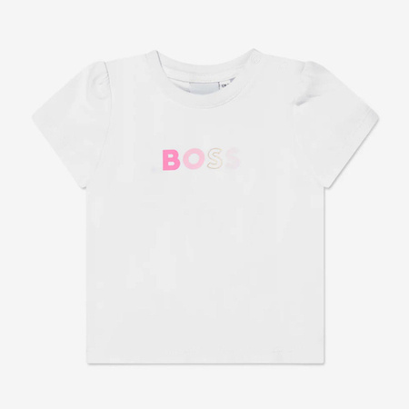 BOSS KIDS Baby gils white and pink 3-piece organic cotton tracksuit