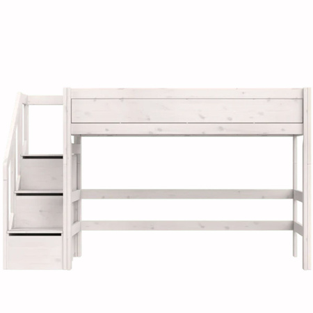 LIFETIME Kidsrooms Łóżko wysokie 152 cm ze schodkami, whitewash