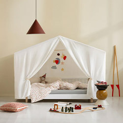 OLIVER FURNITURE Wood Original house bed tent with windows, non-transparent white