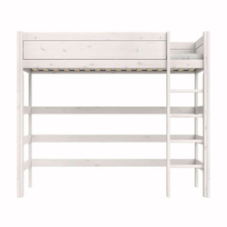 LIFETIME Kidsrooms Kids High Sleeper Bed 177 cm with Ladder 128 cm, whitewash