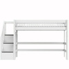 LIFETIME Kidsrooms Łóżko wysokie 152 cm ze schodkami - Breeze, białe