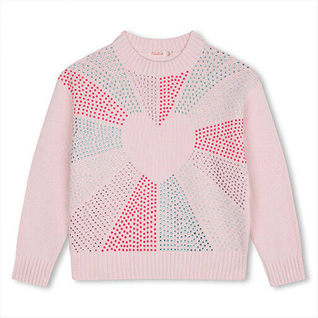 BILLIEBLUSH Pink girls' sweater with diamond appliqué