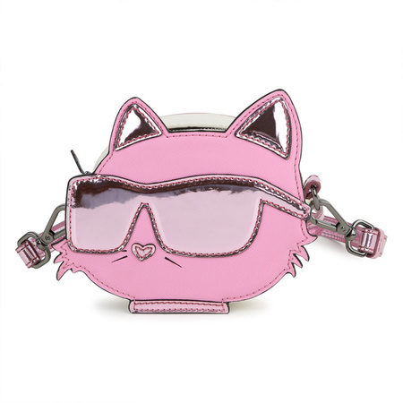 KARL LAGERFELD Kids MINI MI Torebka dziewczęca na ramię w kształcie kota różowa