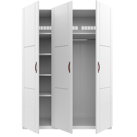 LIFETIME Kidsrooms  Szafa dziecięca trzydzwiowa z wieszakami półkami 150 cm, biała