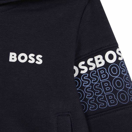 BOSS Kids Bluza dresowa dziecięca dla chłopca z kapturem granatowa