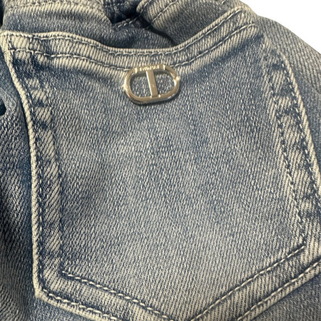TWINSET Spodnie jeansowe dziewczęce niebieskie ozdobione kryształkami