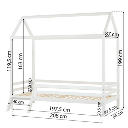 Hoppekids ECO Dream House bed 90x200 cm with stairs, white