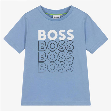 BOSS KIDS T-shirt dziecięcy dla chłopca z krótkim rękawem błękitny