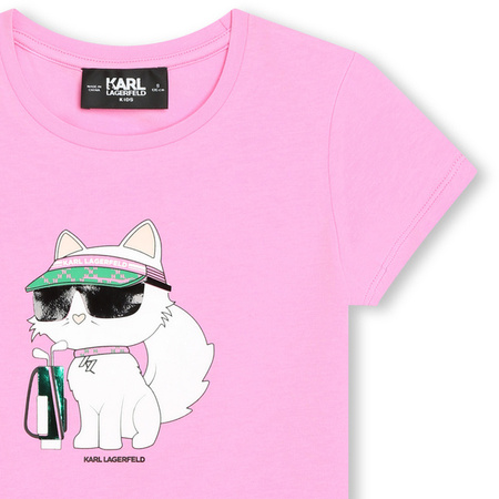 KARL LAGERFELD Girls short sleeve pink -shirt with choupette