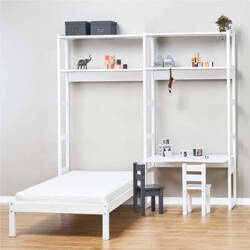 Hoppekids Hoppekids Shelf with 2 sections, 4 shelves, bed in 70x160 cm, and desk in 80 cm, White