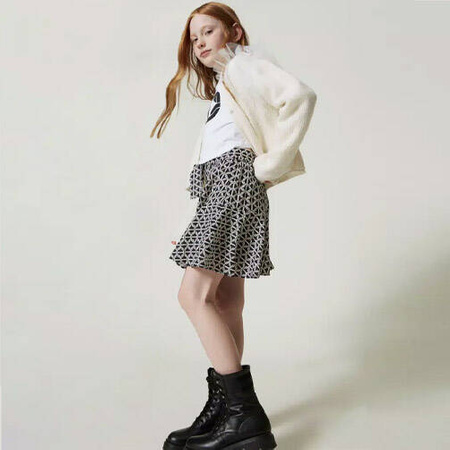 TWINSET Girls short skirt with oval T-charm, print