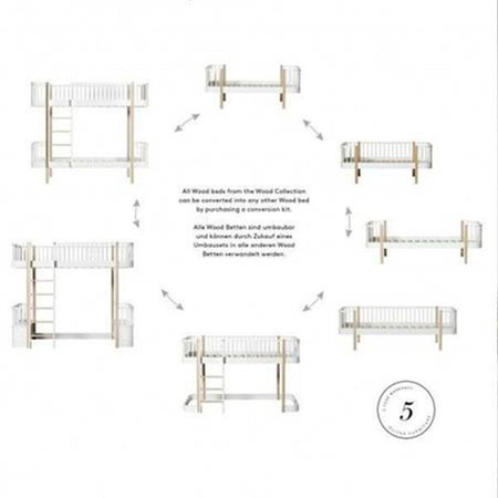  OLIVER FURNITURE Ліжко-горище Wood Original Loft Loft 90x200 см, білий колір