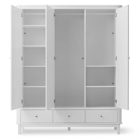 OLIVER FURNITURE Тридверна дитяча шафа WOOD White