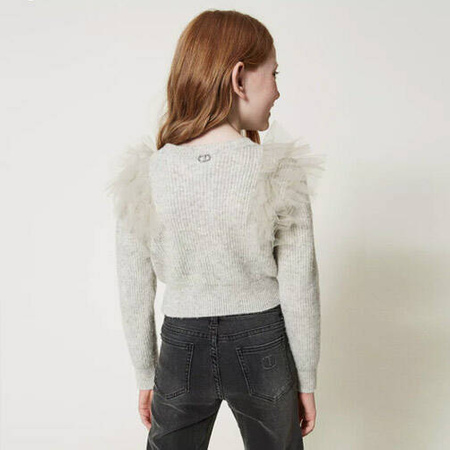 TWINSET Girls grey jumper with tulle flounces