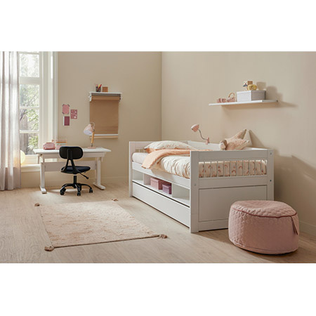 LIFETIME Kidsrooms Breeze Łóżko dziecięce z półkami i szufladą 90x200 cm, białe