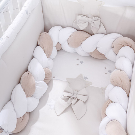  PICCI DREAM Micro-łóżeczko dziecięce z aplikacją misia i gwiazdy białe z materacem