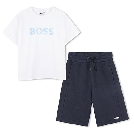 BOSS KIDS Komplet chłopięcy t-shirt z krótkim rękawem i bermudy