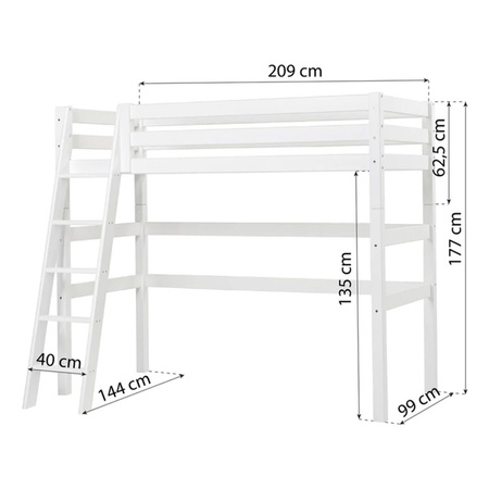  HOPPEKIDS  ECO Luxury Łóżko na wysokiej antresoli 90x200