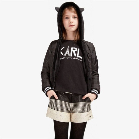 KARL LAGERFELD KIDS T-shirt dziecięcy z długim rękawem z nadrukiem czarny 