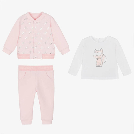 KARL LAGERFELD Kids Dres dziecięcy dla dziewczynki trzyczęściowy różowy