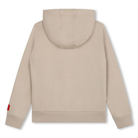 HUGO Kids Bluza chłopięca z kapturem z nadrukiem logo beżowa