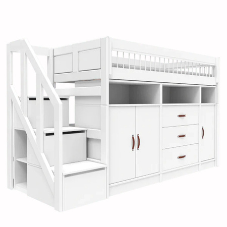 LIFETIME Kidsrooms Łóżko dziecięce wysokie 152 cm z szafkami Breeze 