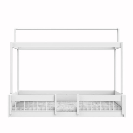 LIFETIME Kidsrooms Łóżko dziecięce Montessori 120x200 cm z konstrukcją dachową i barierkami ochronnymi