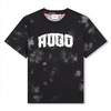 HUGO T-shirt chłopięcy  z krótkim rękawem z nadrukiem czarny