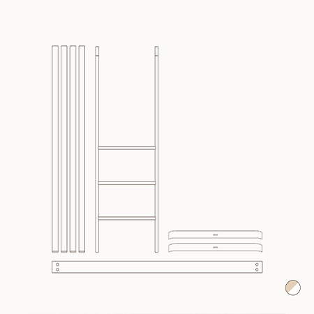 OLIVER FURNITURE Zestaw do rozbudowy Wood Łóżeczko dziecięce MINI+ COT BED do łóżka LOW LOFT BED, white/oak