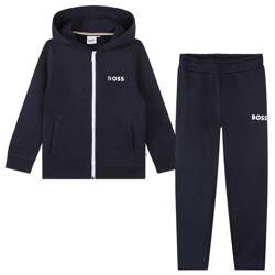 BOSS Kids Boys two-piece logo tracksuit in navy