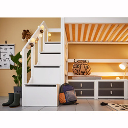 LIFETIME Kidsrooms Kids High Sleeper Bed 177 cm with Ladder 128 cm, white
