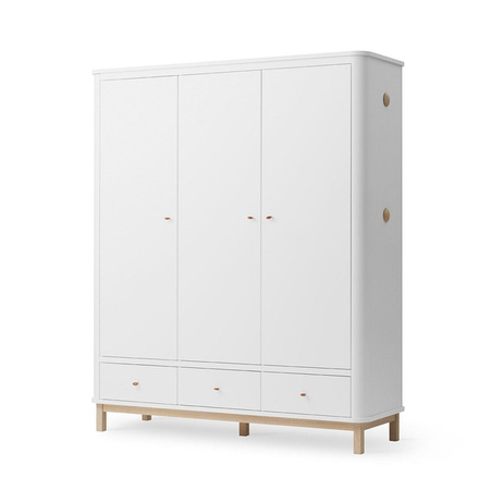 OLIVER FURNITURE Wood Дитяча шафа WOOD з трьома дверима, білий/дубовий колір
