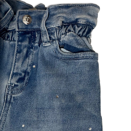TWINSET Spodnie jeansowe dziewczęce niebieskie ozdobione kryształkami
