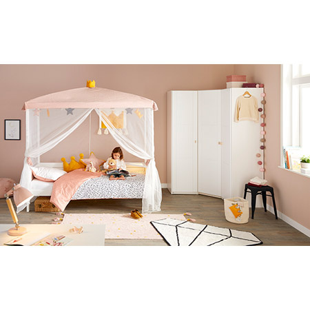LIFETIME Kidsrooms  Szafa dziecięca dwudrzwiowa z drążkiem na ubrania 100 cm, biała