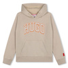 HUGO Boy's hooded sweatshirt with logo print, beige